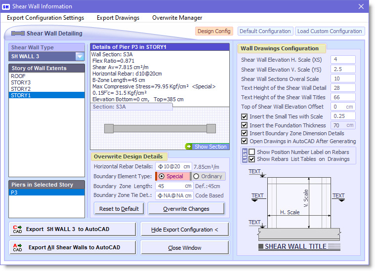 ETABS MATE - Shear Wall Information
